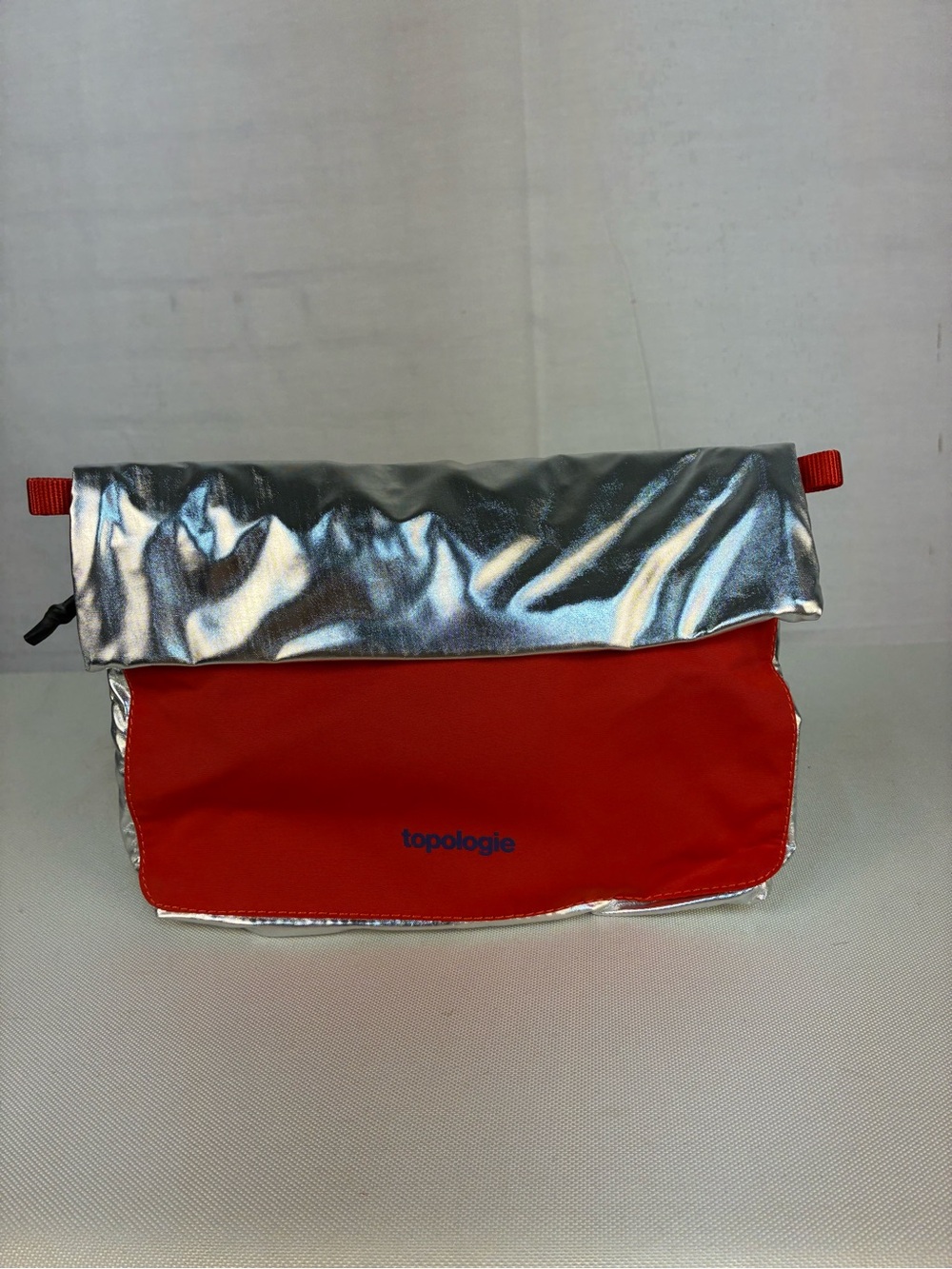 Topologie Small Sacoche Bag in Red & Metallic Silver